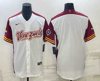 Mens Venezuela Baseball Blank 2023 White World Classic Stitched Jerseys